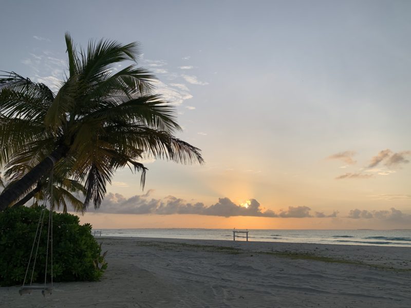 Sunrise in Maldives beach