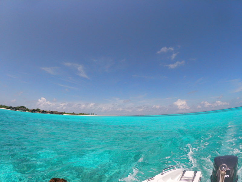 Beautiful blue lagoon in Maldives